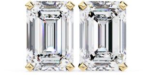 14K Solid Gold Emerald Cut Lab Grown Diamond Earring
