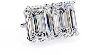 14K Solid Gold Emerald Cut Lab Grown Diamond Earring