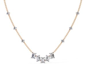 14K Solid Gold Emerald Cut Lab Grown Diamond Necklace