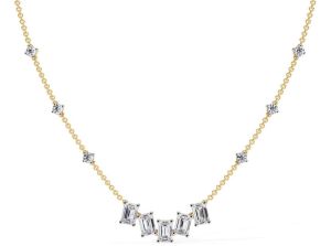 14K Solid Gold Emerald Cut Lab Grown Diamond Necklace