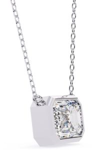 14k Solid Gold Emerald Cut Lab Grown Diamond Pendent