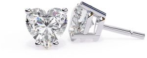 14K Solid Gold Heart Cut Lab Grown Diamond Earring