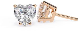 14K Solid Gold Heart Cut Lab Grown Diamond Earring