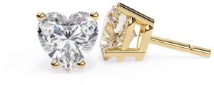 14K Solid Gold Heart Cut Lab Grown Diamond Earring
