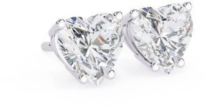 14K Solid Gold Heart Cut Lab Grown Diamond Earring