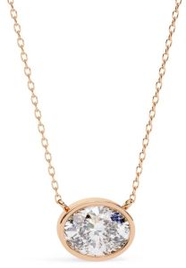 14k Solid Gold Oval Cut Lab Grown Diamond Pendent