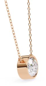 14k Solid Gold Oval Cut Lab Grown Diamond Pendent