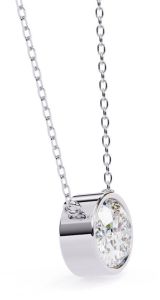 14k Solid Gold Oval Cut Lab Grown Diamond Pendent