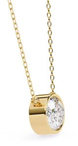 14k Solid Gold Oval Cut Lab Grown Diamond Pendent