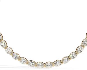 14k Solid Gold Oval Cut Diamond Necklace