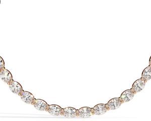 14k Solid Gold Oval Cut Diamond Necklace