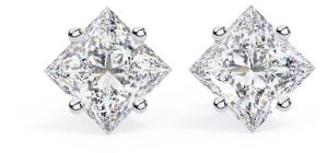 14K Solid Gold Princess Cut Lab Grown Diamond Earring