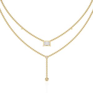 14K Solid Gold Radiant Cut Lab Grown Diamond Necklace
