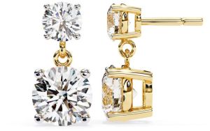 14K Solid Gold Round Cut 2.00 Carat Diamond Earring