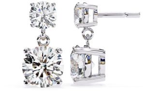 14K Solid Gold Round Cut 2.00 Carat Diamond Earring