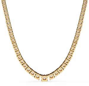 14k Solid Gold Round Cut Diamond Necklace