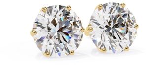 14K Solid Gold Round Cut Diamond Earring