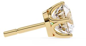 14K Solid Gold Round Cut Diamond Earring