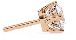 14K Solid Gold Round Cut Diamond Earring