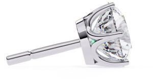 14K Solid Gold Round Cut Diamond Earring