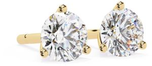 14K Solid Gold Round Cut Lab Grown Diamond Earring
