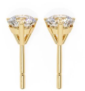 14K Solid Gold Round Cut Lab Grown Diamond Earring