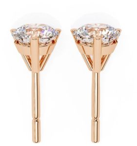 14K Solid Gold Round Cut Lab Grown Diamond Earring