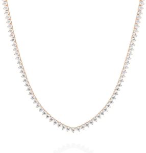 14K Solid Gold Round Cut Lab Grown Diamond Necklace