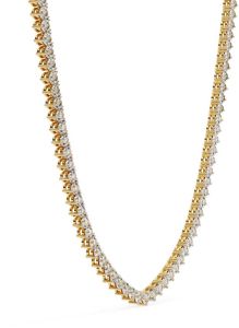14K Solid Gold Round Cut Lab Grown Diamond Necklace
