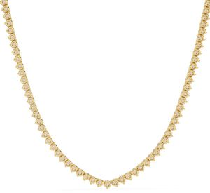 14K Solid Gold Round Cut Lab Grown Diamond Necklace