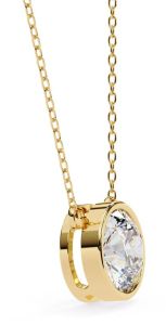 14k Solid Gold Round Cut Lab Grown Diamond Pendent