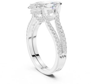 14K White Gold 1.50 Carat Marquise Cut Diamond Ring