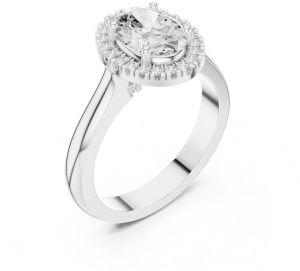 14K White Gold 3.00 Carat Oval Cut Diamond Ring