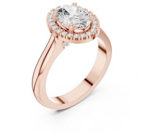 14K White Gold 3.00 Carat Oval Cut Diamond Ring