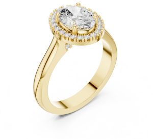 14K White Gold 3.00 Carat Oval Cut Diamond Ring