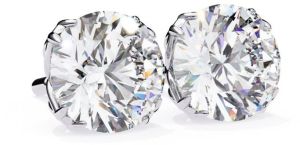 14K White Gold Round Cut Lab Grown Diamond Earring