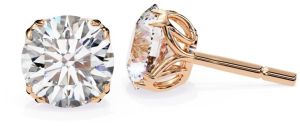 14K White Gold Round Cut Lab Grown Diamond Earring