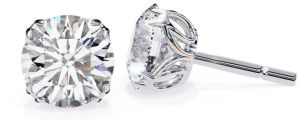 14K White Gold Round Cut Lab Grown Diamond Earring