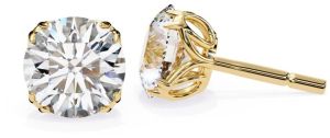 14K White Gold Round Cut Lab Grown Diamond Earring