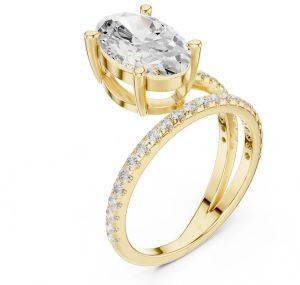 14k Yellow Gold Oval Cut Diamond Ring