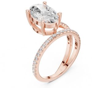 14k Yellow Gold Oval Cut Diamond Ring