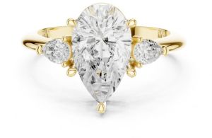 14K Yellow Gold 3.00 Carat Pear Cut Diamond Ring