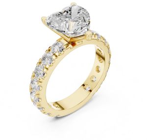 14K Yellow Gold 3.00 CT Heart Cut Diamond Ring