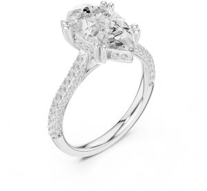 14K Yellow Gold 4.00 Carat Pear Cut Diamond Ring