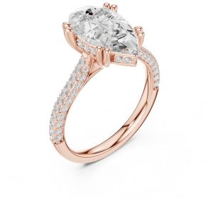 14K Yellow Gold 4.00 Carat Pear Cut Diamond Ring