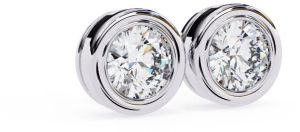 14K Yellow Gold Round Cut Lab Grown Diamond Earring
