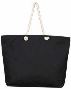 Black Canvas Plain Shopping Bag