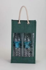Green Jute Double Bottle Bag