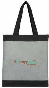 Grey Embroidered Jute Shopping Bag