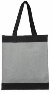 Grey Embroidered Jute Shopping Bag